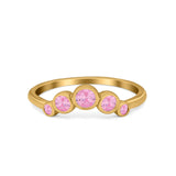 Curved Thumb Ring Wedding Round Bezel Eternity Simulated CZ 925 Sterling Silver