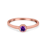 Petite Dainty Wedding Ring Bezel Simulated Cubic Zirconia 925 Sterling Silver