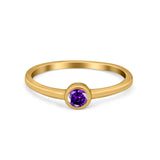 Petite Dainty Wedding Ring Bezel Simulated Cubic Zirconia 925 Sterling Silver