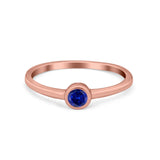 Petite Dainty Wedding Ring Bezel Simulated Cubic Zirconia 925 Sterling Silver