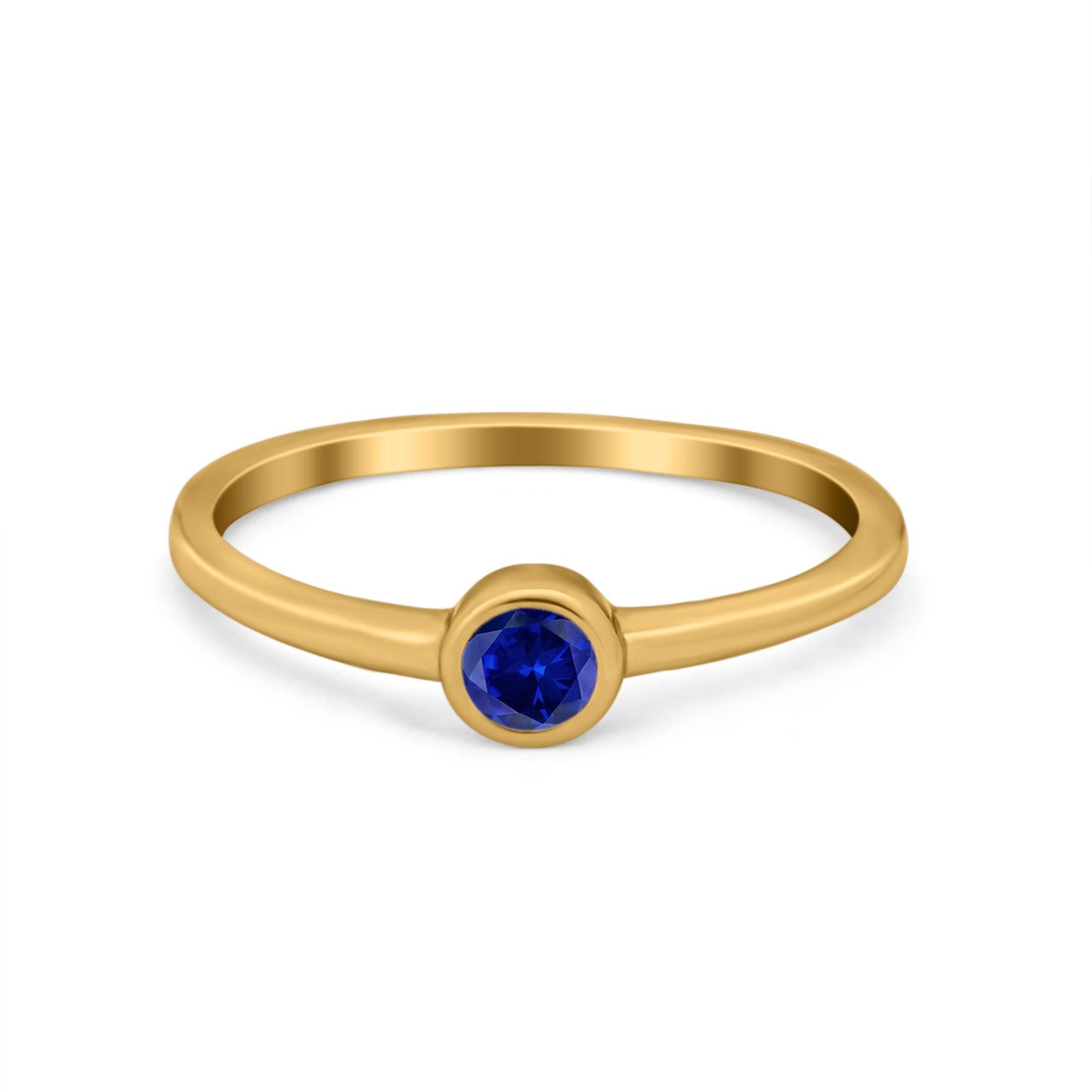 Petite Dainty Wedding Ring Bezel Simulated Cubic Zirconia 925 Sterling Silver