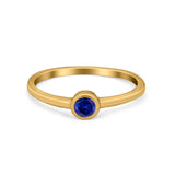 Petite Dainty Wedding Ring Bezel Simulated Cubic Zirconia 925 Sterling Silver