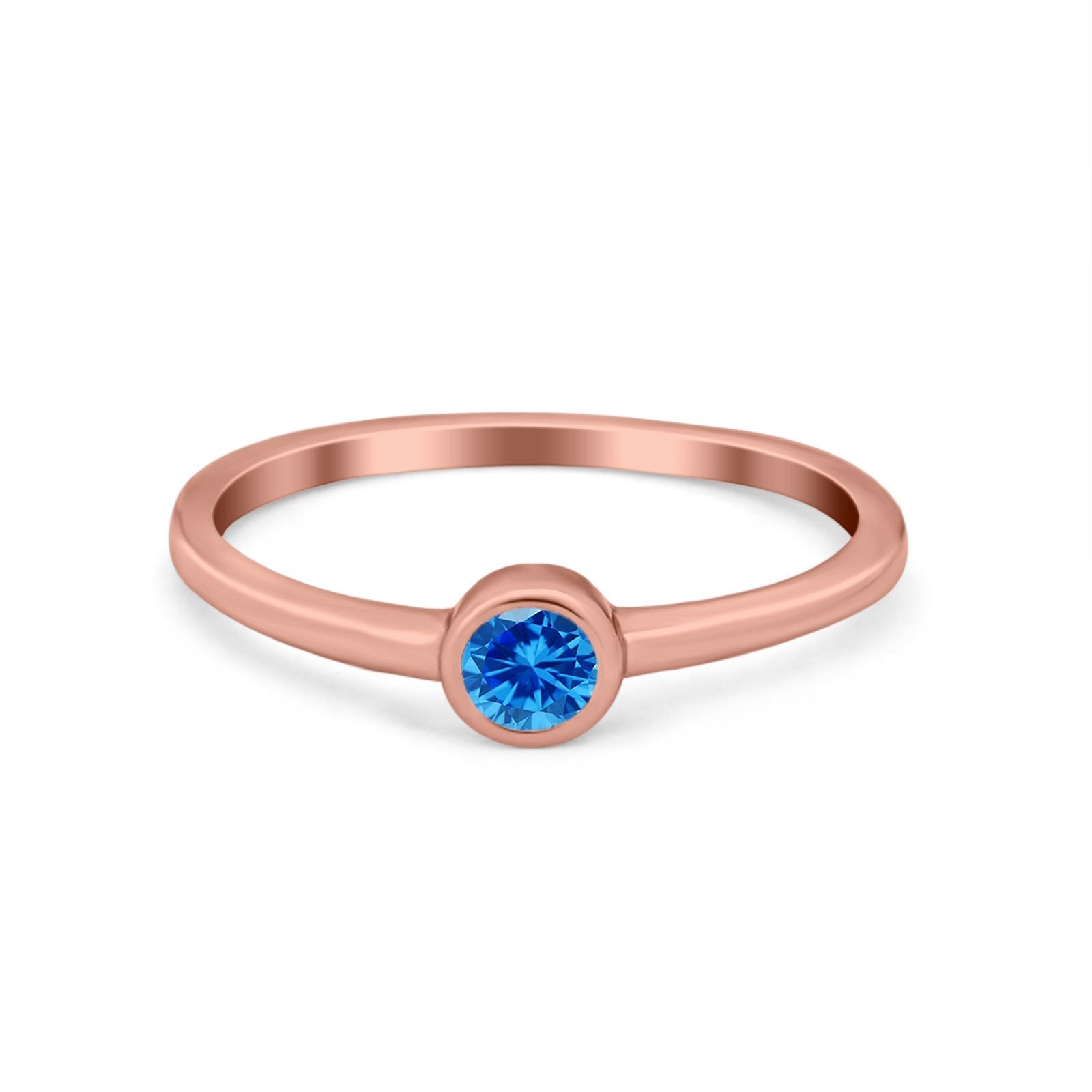 Petite Dainty Wedding Ring Bezel Simulated Cubic Zirconia 925 Sterling Silver