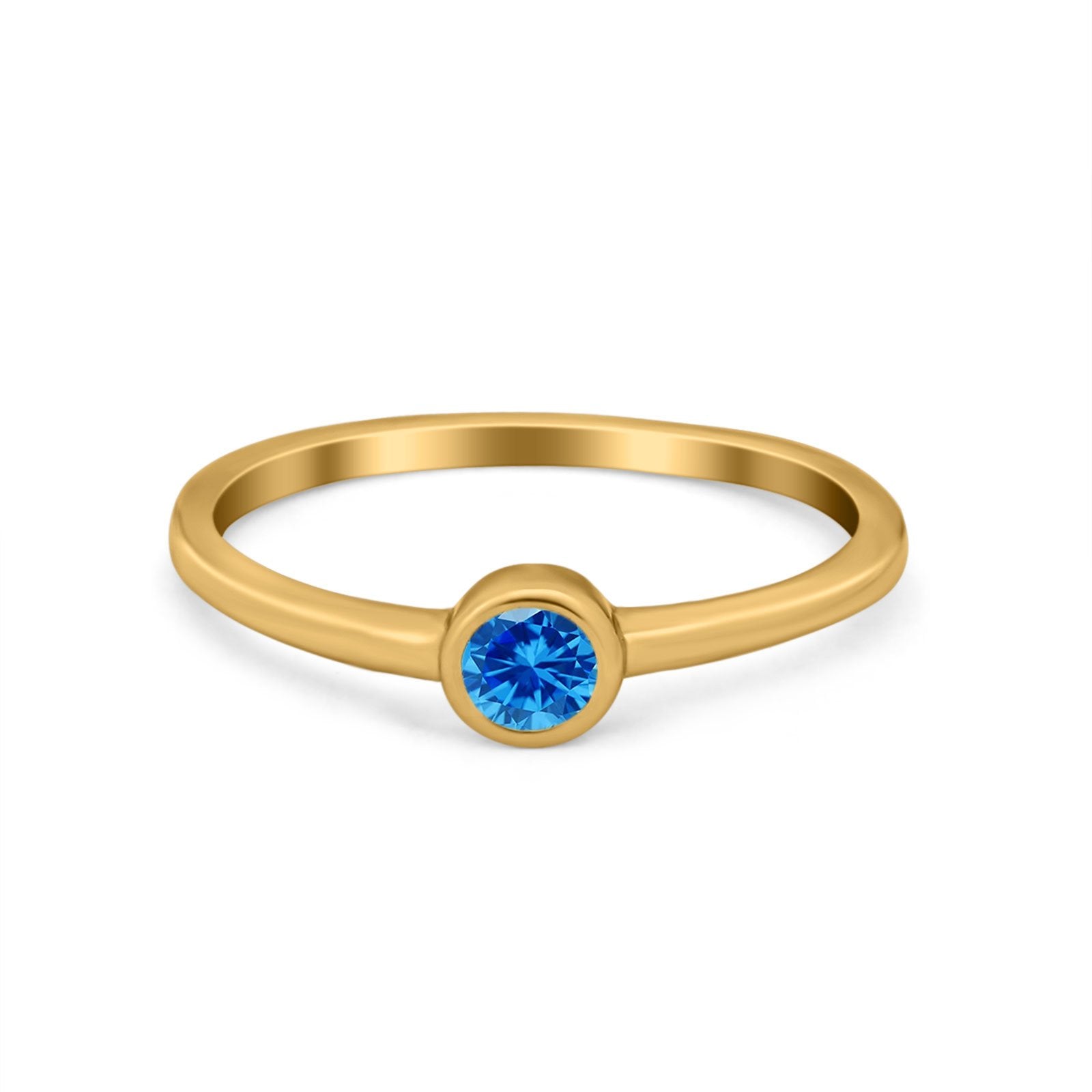 Petite Dainty Wedding Ring Bezel Simulated Cubic Zirconia 925 Sterling Silver