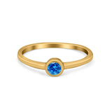 Petite Dainty Wedding Ring Bezel Simulated Cubic Zirconia 925 Sterling Silver