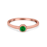 Petite Dainty Wedding Ring Bezel Simulated Cubic Zirconia 925 Sterling Silver