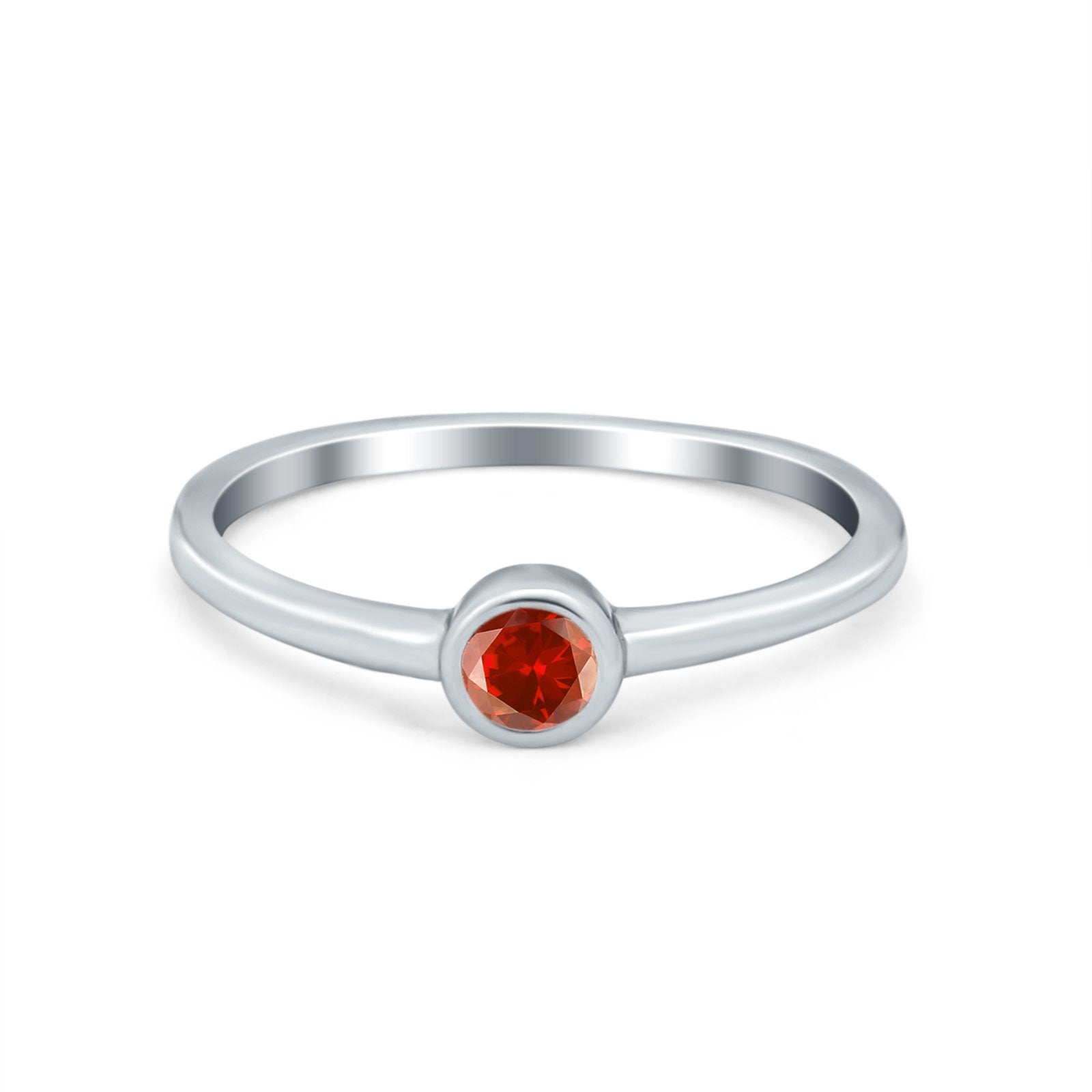 Petite Dainty Wedding Ring Bezel Simulated Cubic Zirconia 925 Sterling Silver