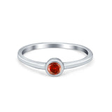 Petite Dainty Wedding Ring Bezel Simulated Cubic Zirconia 925 Sterling Silver