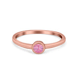 Petite Dainty Wedding Ring Bezel Simulated Cubic Zirconia 925 Sterling Silver