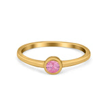 Petite Dainty Wedding Ring Bezel Simulated Cubic Zirconia 925 Sterling Silver