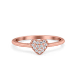 Heart Promise Ring Pave Round Simulated Cubic Zirconia 925 Sterling Silver