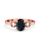 Art Deco Oval Solitaire Wedding Ring Simulated Cubic Zirconia 925 Sterling Silver