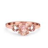 Art Deco Oval Solitaire Wedding Ring Simulated Cubic Zirconia 925 Sterling Silver