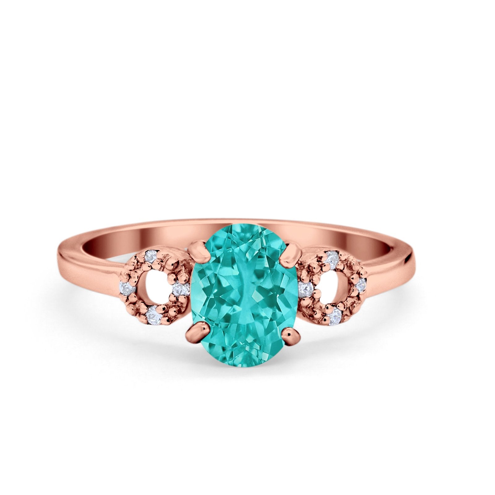 Art Deco Oval Solitaire Wedding Ring Simulated Cubic Zirconia 925 Sterling Silver