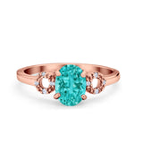 Art Deco Oval Solitaire Wedding Ring Simulated Cubic Zirconia 925 Sterling Silver