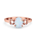 Art Deco Oval Solitaire Wedding Ring Simulated Cubic Zirconia 925 Sterling Silver