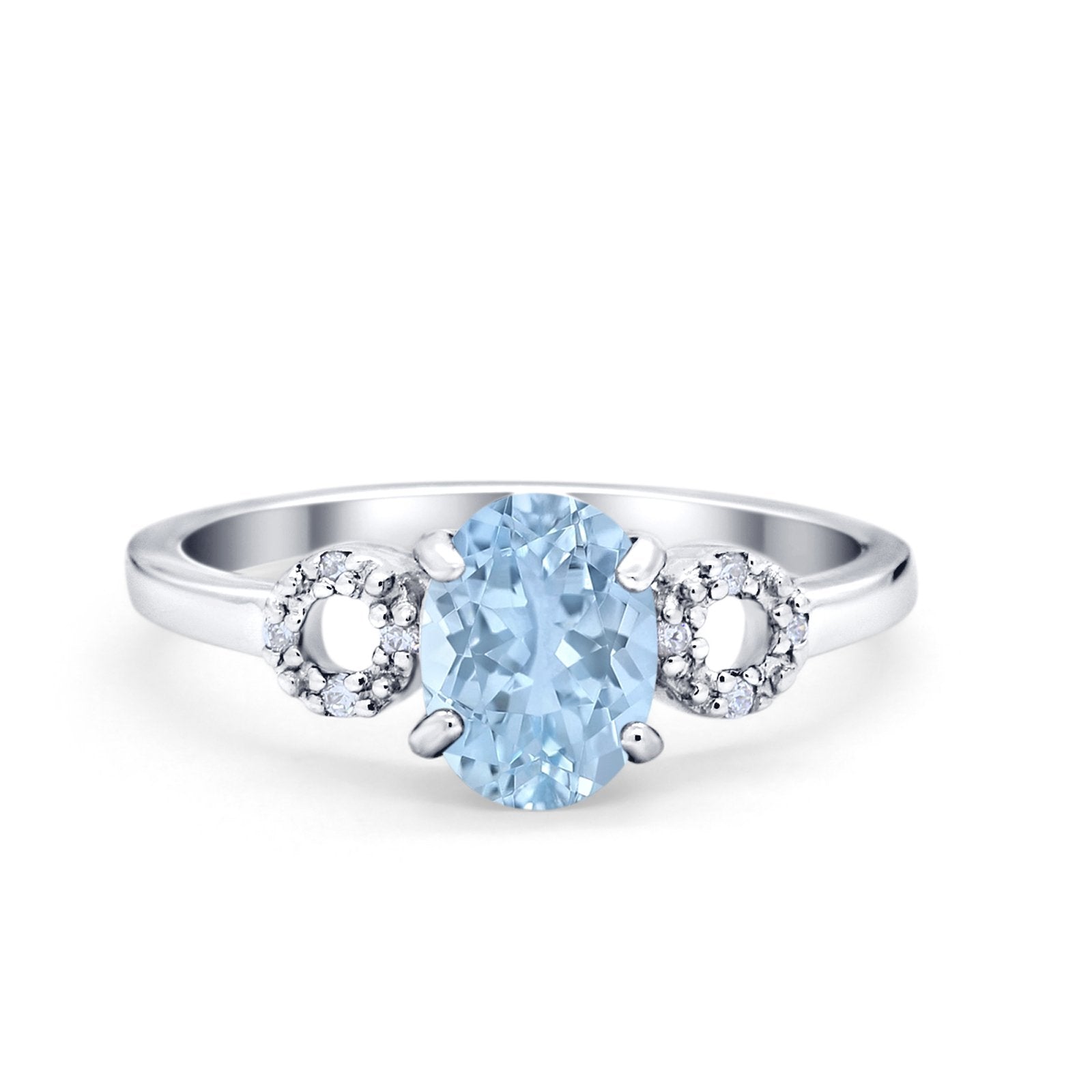 Art Deco Oval Solitaire Wedding Ring Simulated Cubic Zirconia 925 Sterling Silver