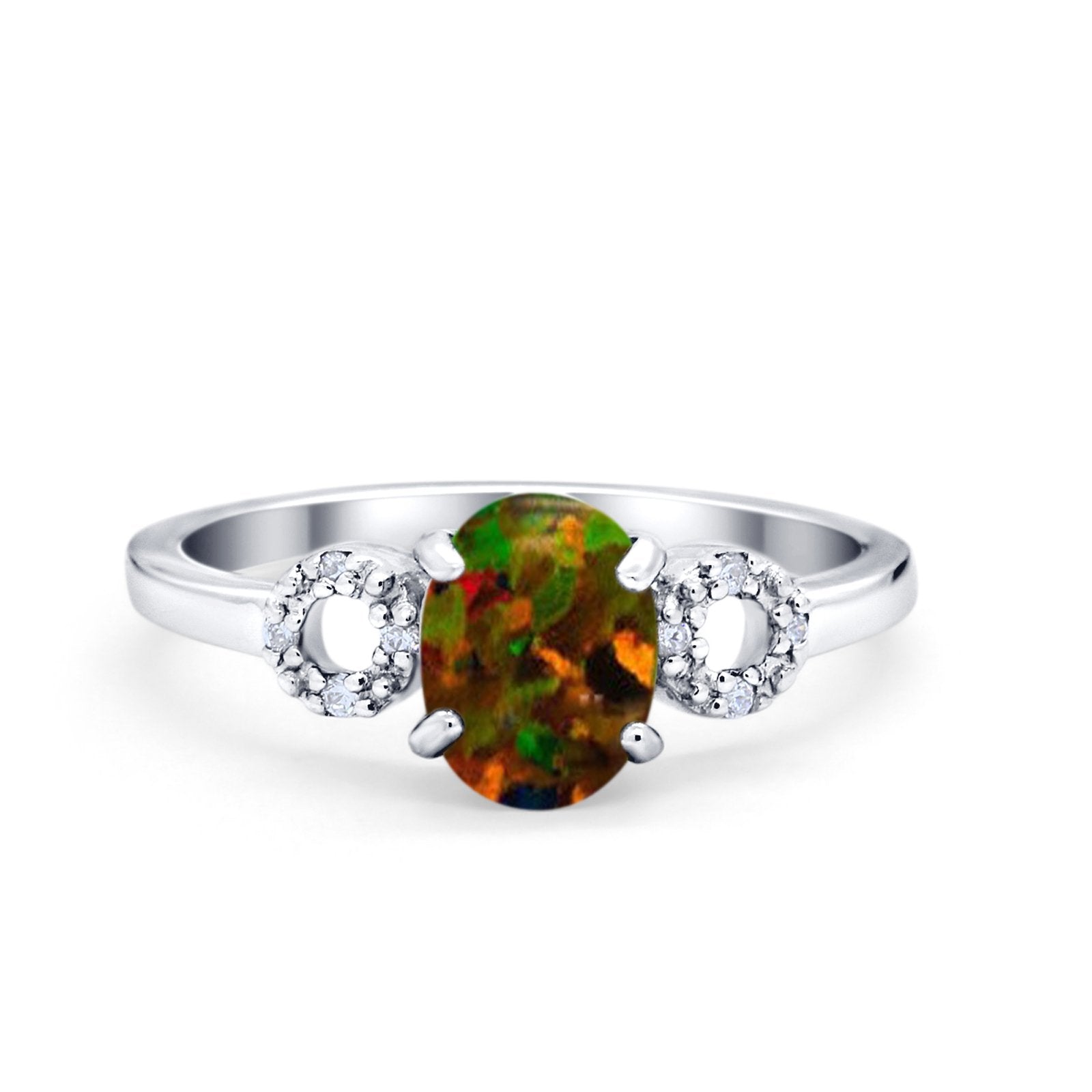 Art Deco Oval Solitaire Wedding Ring Simulated Cubic Zirconia 925 Sterling Silver