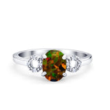 Art Deco Oval Solitaire Wedding Ring Simulated Cubic Zirconia 925 Sterling Silver