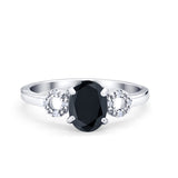 Art Deco Oval Solitaire Wedding Ring Simulated Cubic Zirconia 925 Sterling Silver