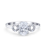 Art Deco Oval Solitaire Wedding Ring Simulated Cubic Zirconia 925 Sterling Silver