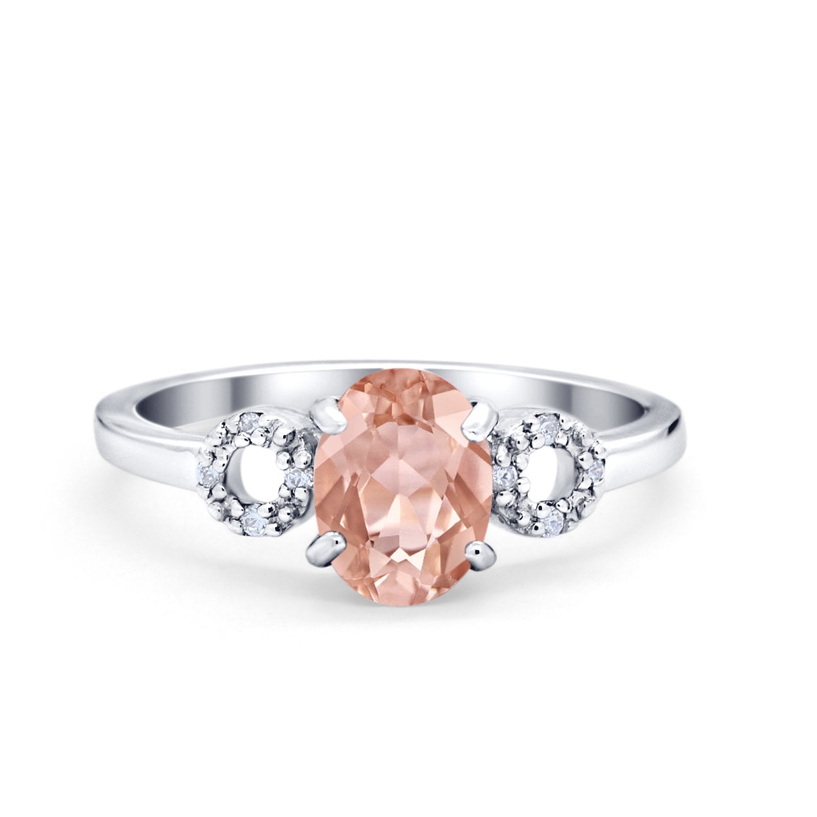 Art Deco Oval Solitaire Wedding Ring Simulated Cubic Zirconia 925 Sterling Silver