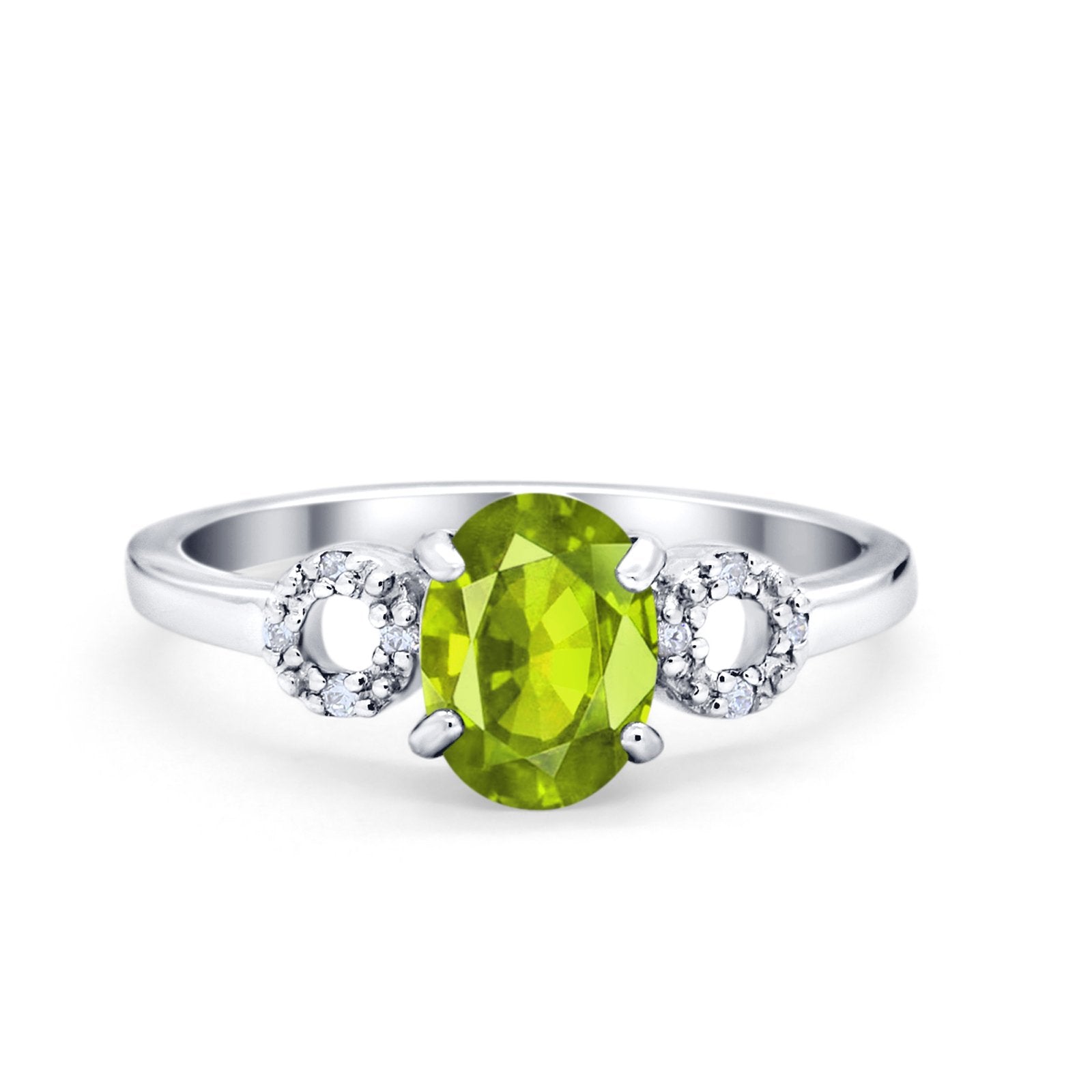 Art Deco Oval Solitaire Wedding Ring Simulated Cubic Zirconia 925 Sterling Silver