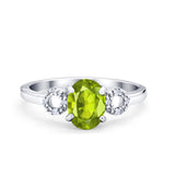 Art Deco Oval Solitaire Wedding Ring Simulated Cubic Zirconia 925 Sterling Silver