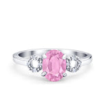 Art Deco Oval Solitaire Wedding Ring Simulated Cubic Zirconia 925 Sterling Silver