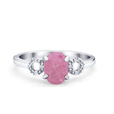 Art Deco Oval Solitaire Wedding Ring Simulated Cubic Zirconia 925 Sterling Silver