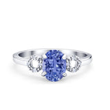 Art Deco Oval Solitaire Wedding Ring Simulated Cubic Zirconia 925 Sterling Silver