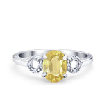 Art Deco Oval Solitaire Wedding Ring Simulated Cubic Zirconia 925 Sterling Silver