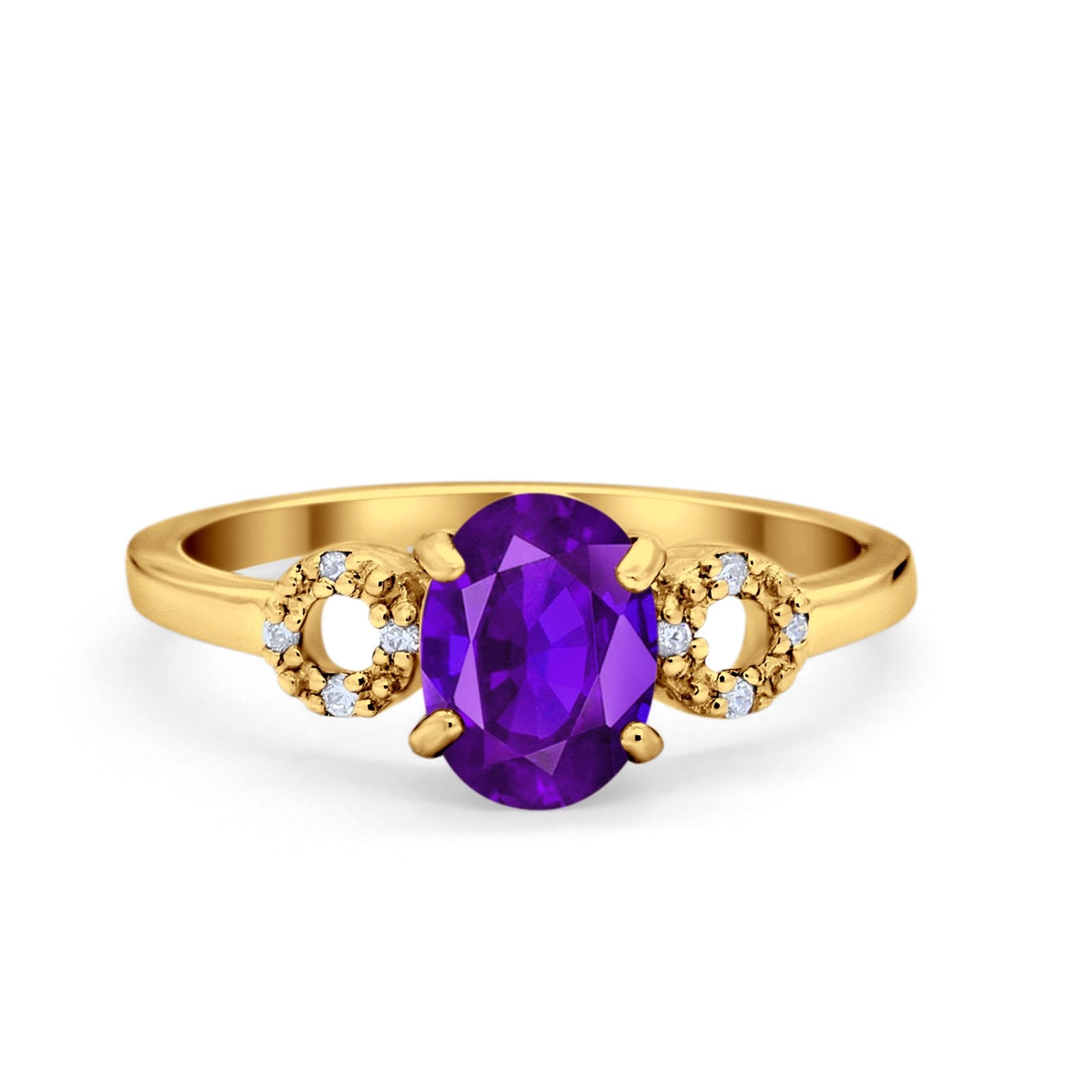 Art Deco Oval Solitaire Wedding Ring Simulated Cubic Zirconia 925 Sterling Silver