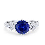 Art Deco Solitaire Wedding Ring Simulated Cubic Zirconia 925 Sterling Silver