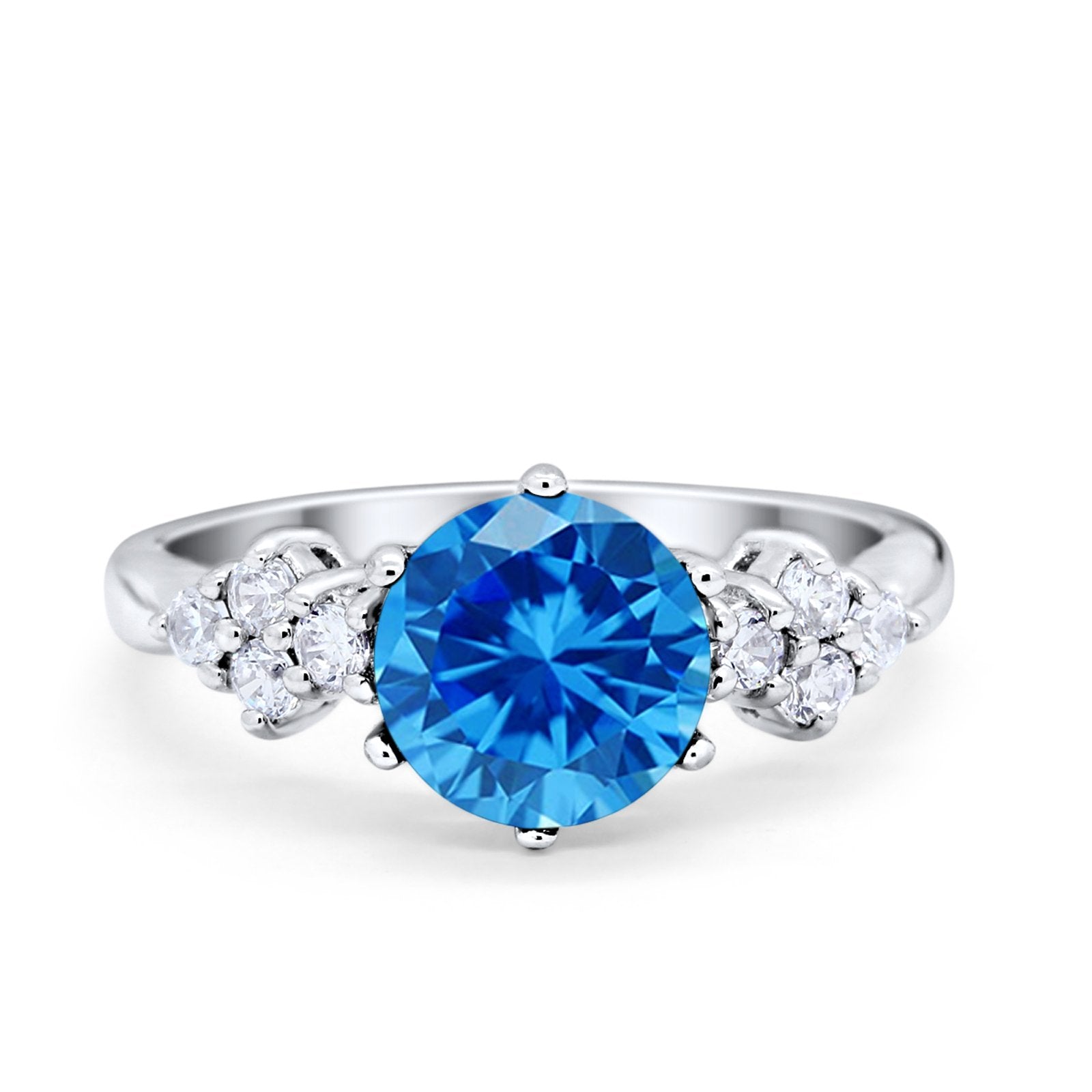 Art Deco Solitaire Wedding Ring Simulated Cubic Zirconia 925 Sterling Silver