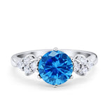 Art Deco Solitaire Wedding Ring Simulated Cubic Zirconia 925 Sterling Silver