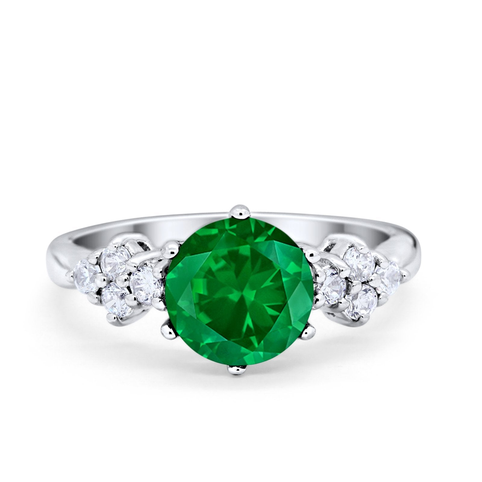 Art Deco Solitaire Wedding Ring Simulated Cubic Zirconia 925 Sterling Silver