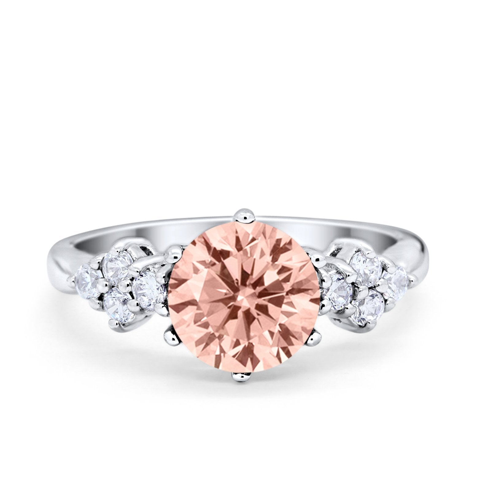 Art Deco Solitaire Wedding Ring Simulated Cubic Zirconia 925 Sterling Silver