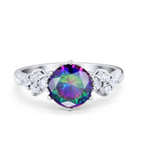 Art Deco Solitaire Wedding Ring Simulated Cubic Zirconia 925 Sterling Silver