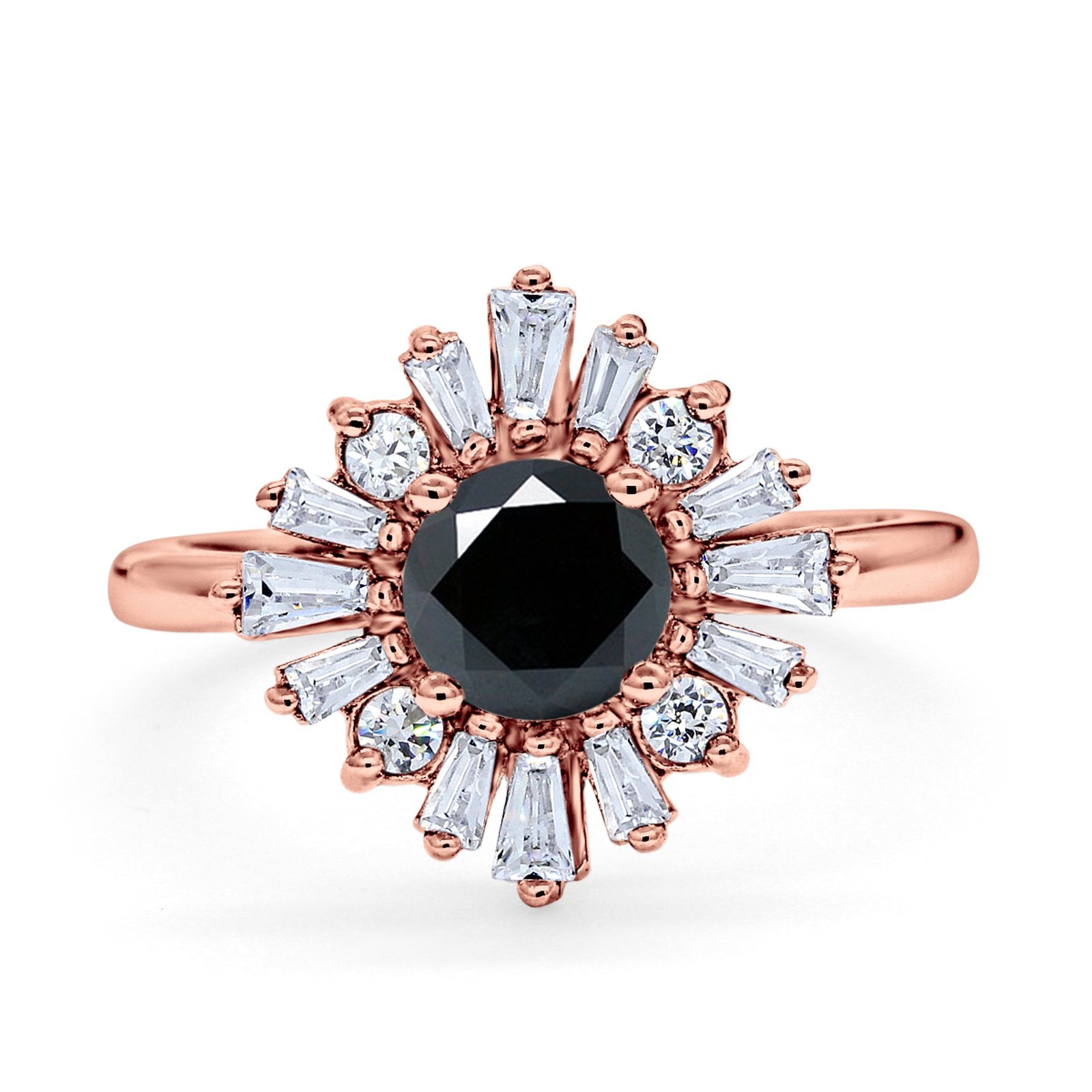 Halo Floral Style Vintage Wedding Ring Simulated Cubic Zirconia 925 Sterling Silver