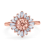 Halo Floral Style Vintage Wedding Ring Simulated Cubic Zirconia 925 Sterling Silver