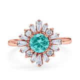 Halo Floral Style Vintage Wedding Ring Simulated Cubic Zirconia 925 Sterling Silver