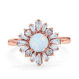 Halo Floral Style Vintage Wedding Ring Simulated Cubic Zirconia 925 Sterling Silver