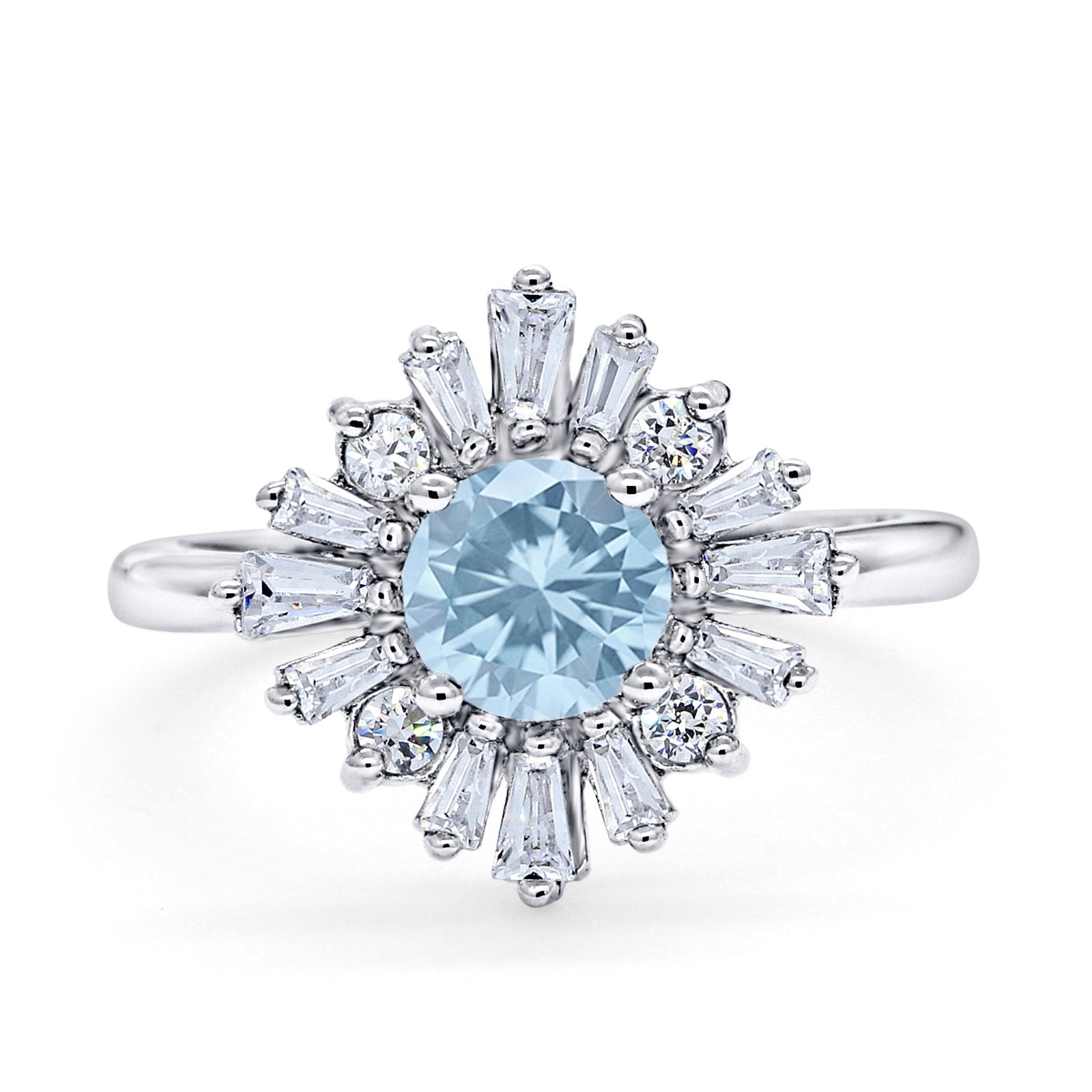 Halo Floral Style Vintage Wedding Ring Simulated Cubic Zirconia 925 Sterling Silver