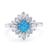 Halo Floral Style Vintage Wedding Ring Simulated Cubic Zirconia 925 Sterling Silver