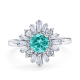 Halo Floral Style Vintage Wedding Ring Simulated Cubic Zirconia 925 Sterling Silver