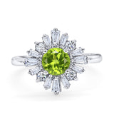 Halo Floral Style Vintage Wedding Ring Simulated Cubic Zirconia 925 Sterling Silver