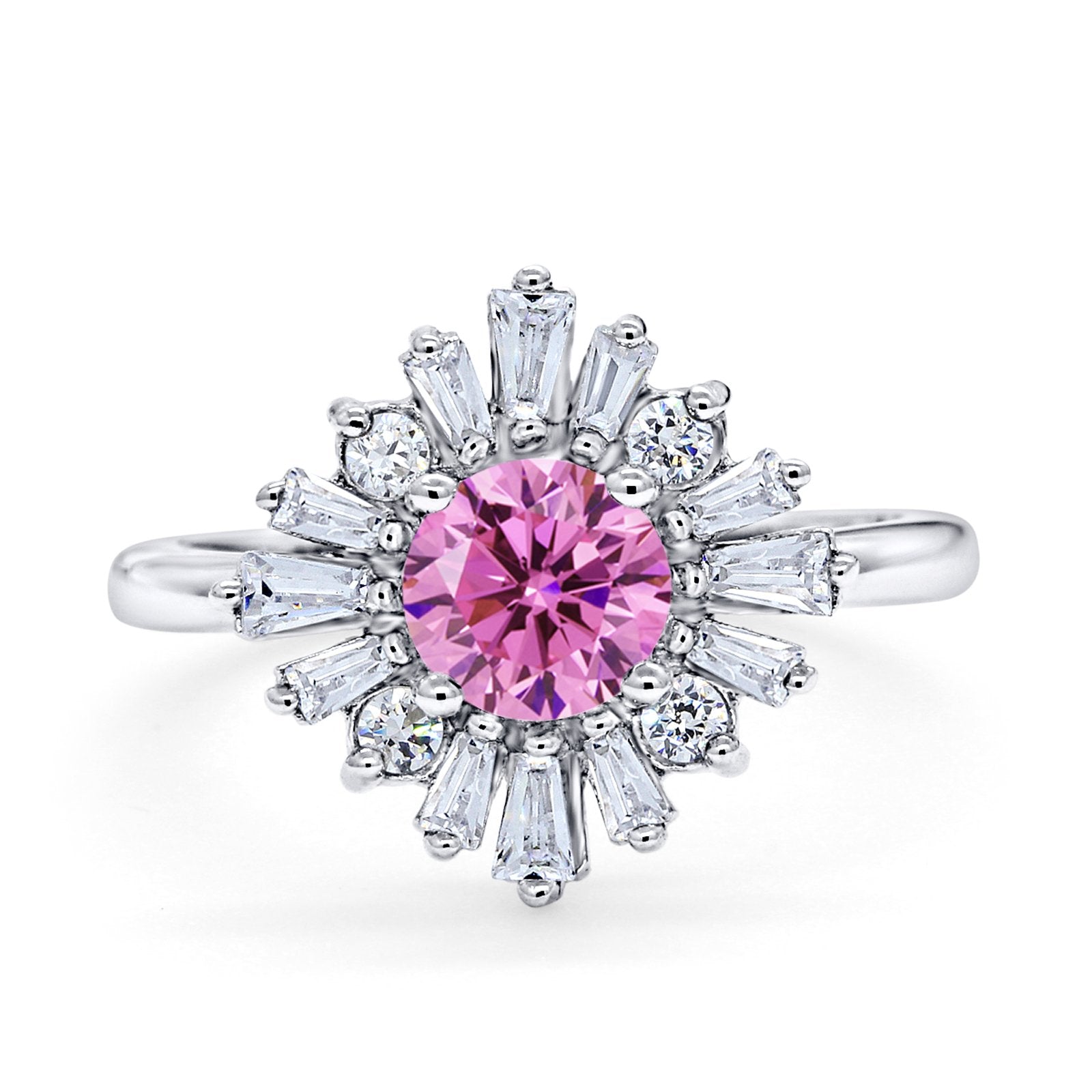 Halo Floral Style Vintage Wedding Ring Simulated Cubic Zirconia 925 Sterling Silver