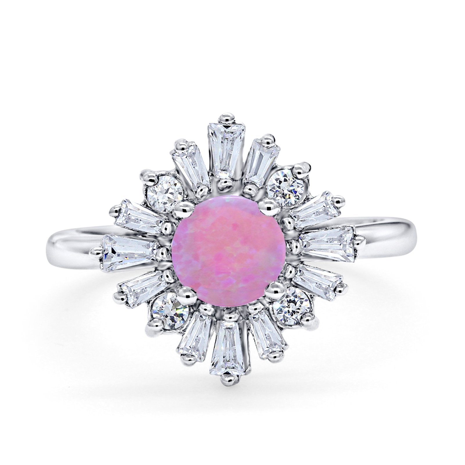 Halo Floral Style Vintage Wedding Ring Simulated Cubic Zirconia 925 Sterling Silver