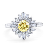 Halo Floral Style Vintage Wedding Ring Simulated Cubic Zirconia 925 Sterling Silver